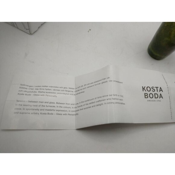 Kosta Boda Green Abstract Glass Vase Signed By Artist Sweden 1742 Modern Art Dec - Picture 14 of 16